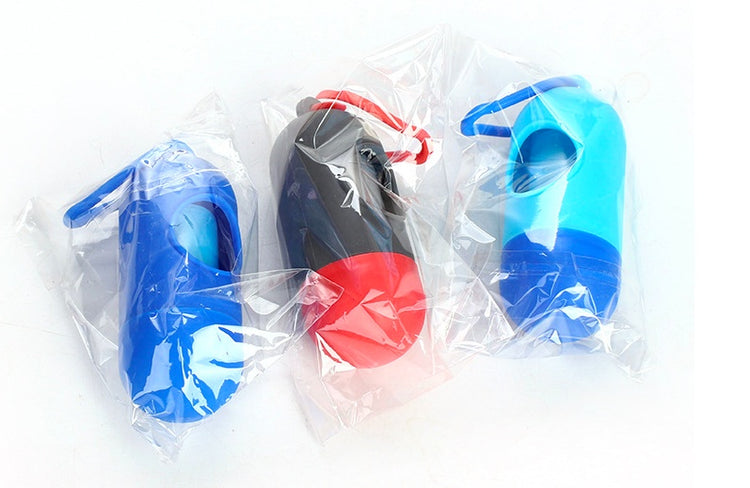 Dog poop bags for cleanup packaging featuring blue, black, and green pet waste disposal bag holders.