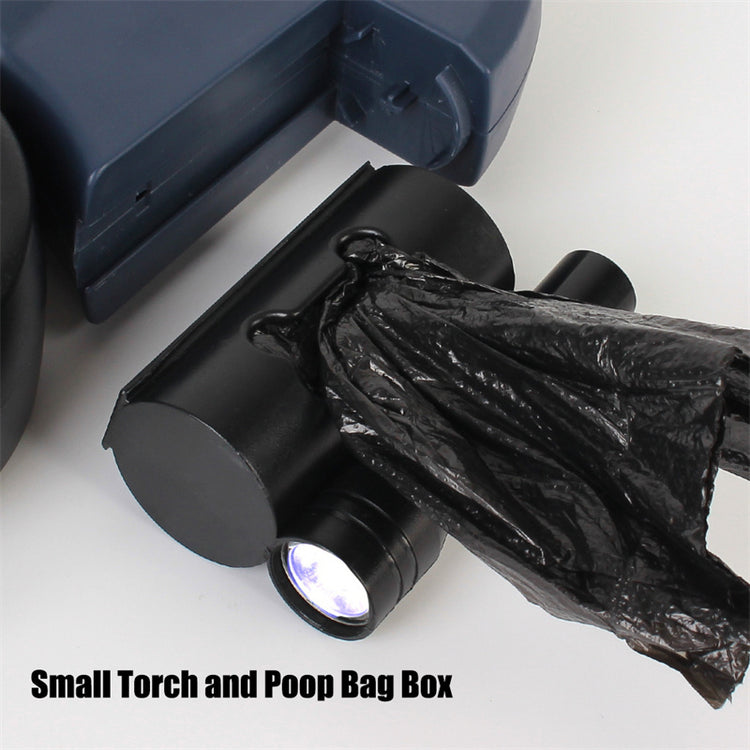 Small torch and poop bag box for retractable dog leash for small dogs.