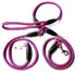 double-ended dog traction rope made from durable nylon with reflective threads and metal clip hooks