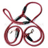double-ended dog traction rope in red and black with durable clips and heavy-duty design