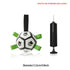 Interactive dog soccer ball with green straps and inflation pump, diameter 12.5cm/4.9inch, perfect for outdoor play.