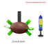 Interactive dog soccer ball with green nylon tabs and air pump for pets, 21cm/8.3in in size.