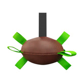 Interactive dog soccer ball for outdoor play, designed with nylon tabs for erratic bouncing and durability.