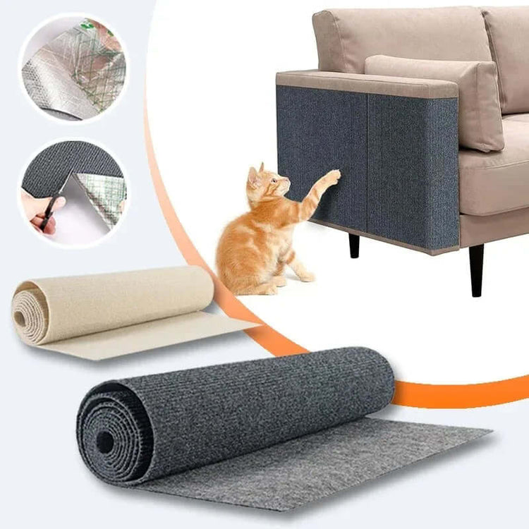 Self-Adhesive Carpet Cats Scratch Board for Sofa Protection shown with a cat using it on a couch.