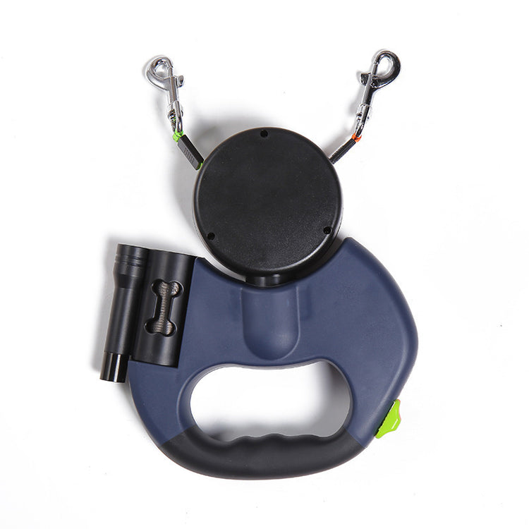 retractable dog leash for small dogs with flashlight and dual clips for walking two dogs
