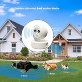 Outdoor Ultrasonic Dog Trainer in a backyard with dogs training, Cross-border New Pet Products Outdoor Ultrasonic Dog Trainer.