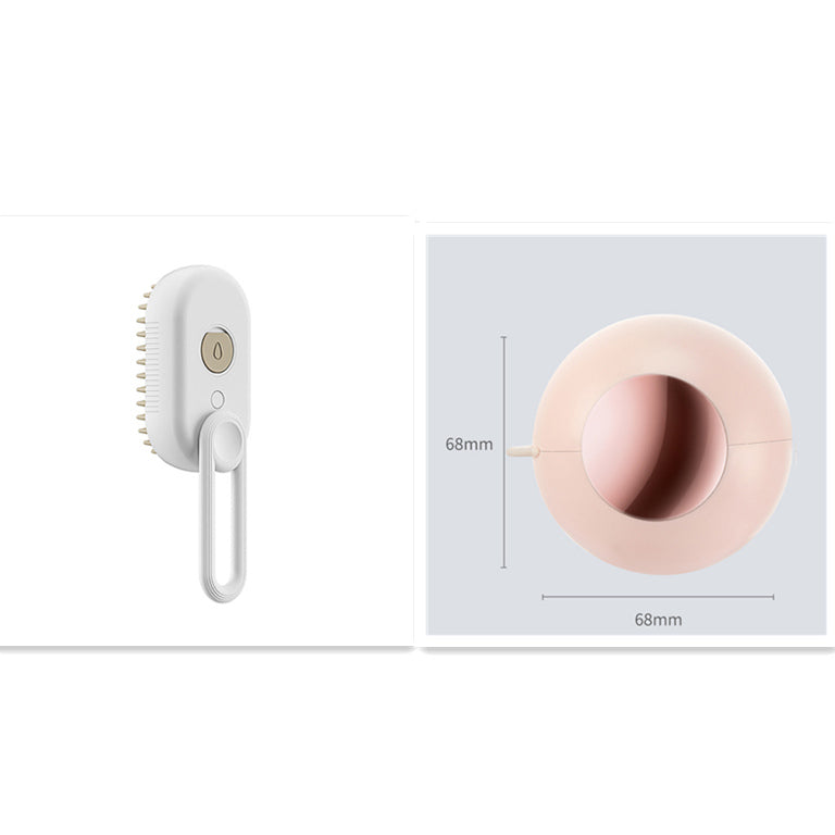 Cat Steam Brush Steamy Dog Brush - 3 In 1 Electric Grooming, showcasing dimensions and design.