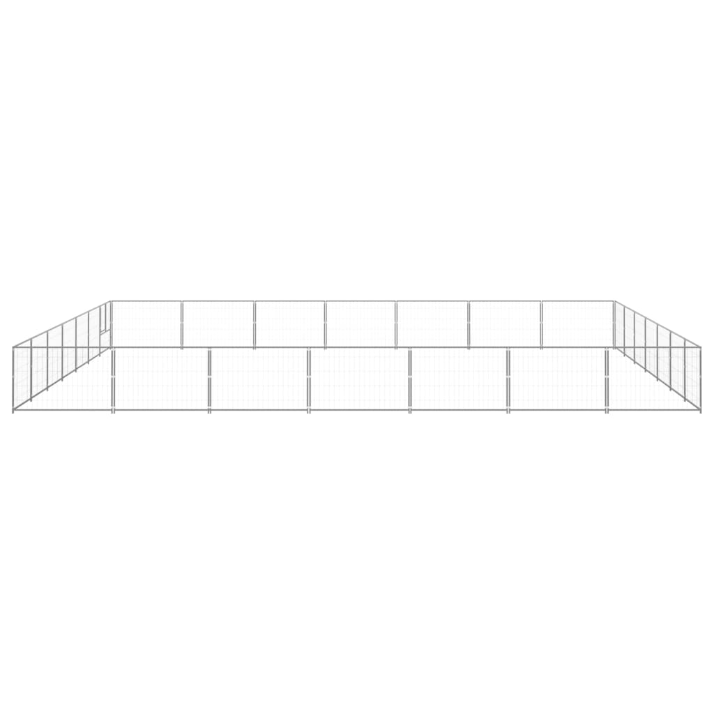 large- steel---- dog- ---kennel for outdoor play, durable steel construction with secure lockable latch.