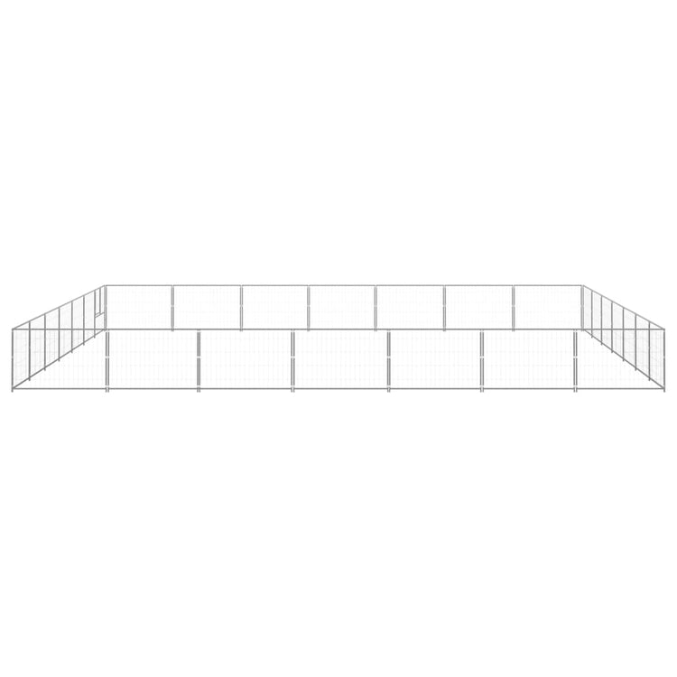 large- steel---- dog- ---kennel for outdoor play, durable steel construction with secure lockable latch.