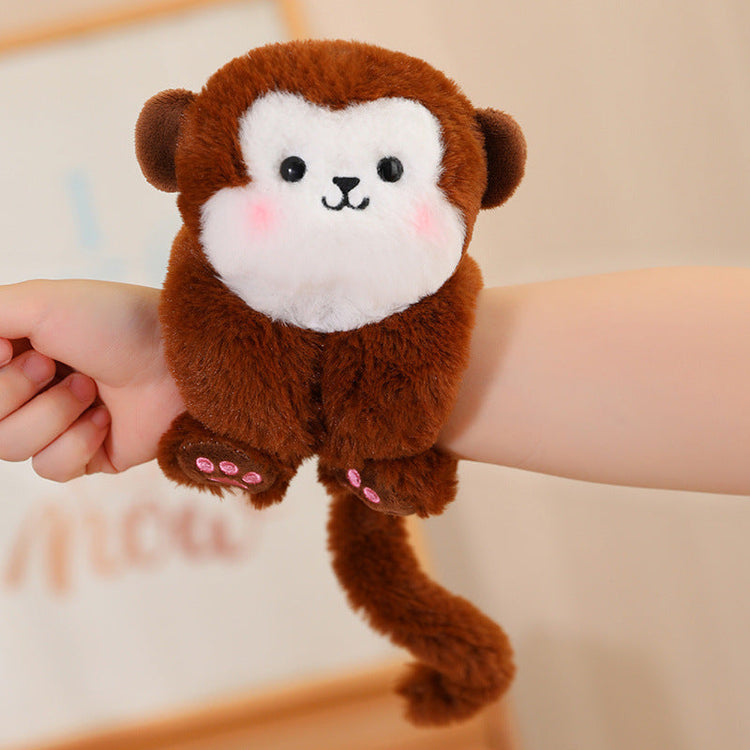adorable plush animal dolls - cute brown monkey plush toy with smiling face and playful tail