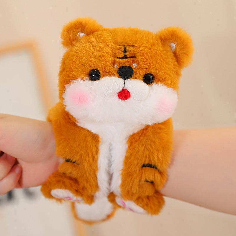 Adorable plush animal dolls, featuring a cute orange plush toy resembling a tiger, perfect for cuddling.