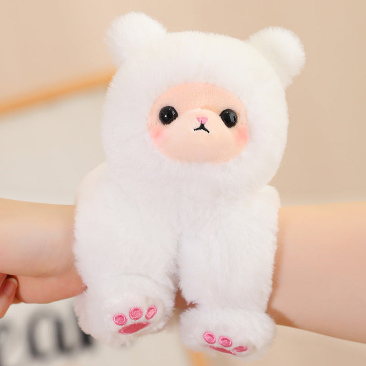 Adorable plush animal dolls featuring a cute white bear plush toy with friendly face and fluffy body.