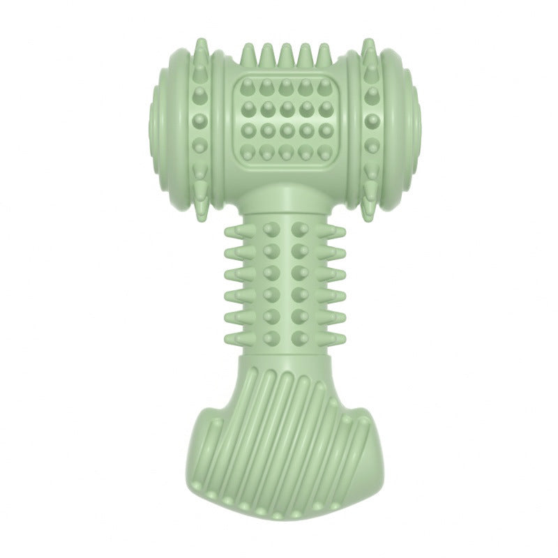 Indestructible dog chew toy in green designed for tough chewers with textured surfaces and durable materials.