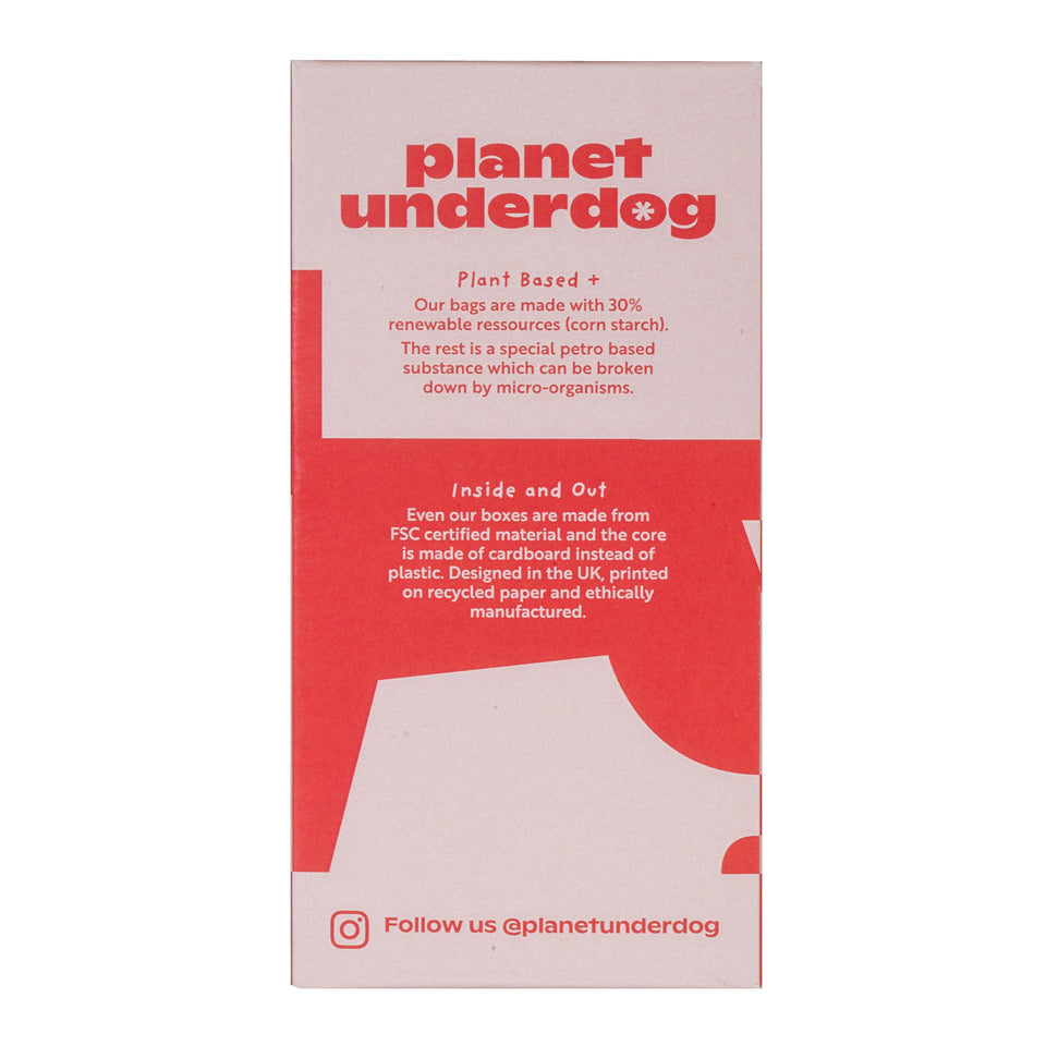 Compostable --dog -poop-- bags by Planet Underdog, featuring plant-based materials and eco-friendly packaging.
