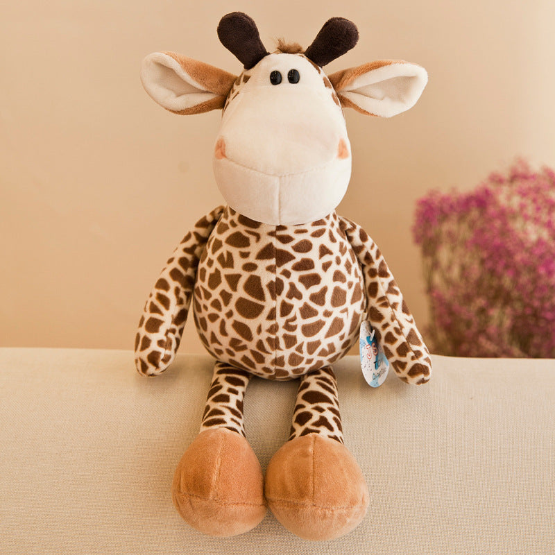 Safari adventure plush toys giraffe cuddly soft toy for kids and adults in a cozy home setting.