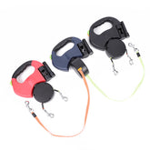 retractable dog leash for small dogs available in red, blue, and black colors with automatic retractable feature.