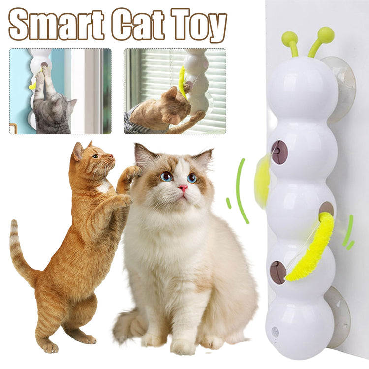Automatic interactive cat toy featuring playful cats engaging with the toy for fun and exercise.