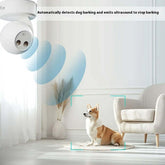 Cross-border New Pet Products Outdoor Ultrasonic Dog Trainer in action with dog sitting calmly in a room.